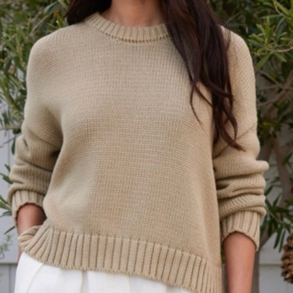 Jenni Kayne Chloe Crewneck Sweater in Wheat M Medium